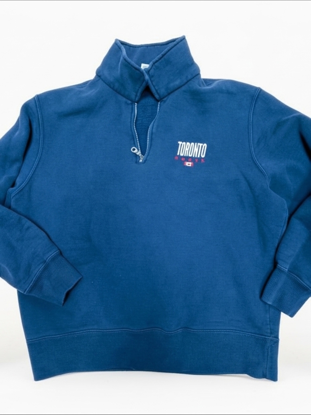 Toronto Roots Embroidered Quarter-Zip Pullover Sweater - Blue/Black Small